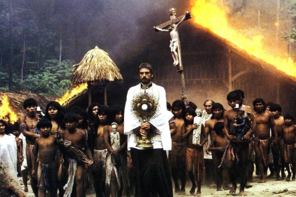 Cena do filme “A Missão (1986)”.