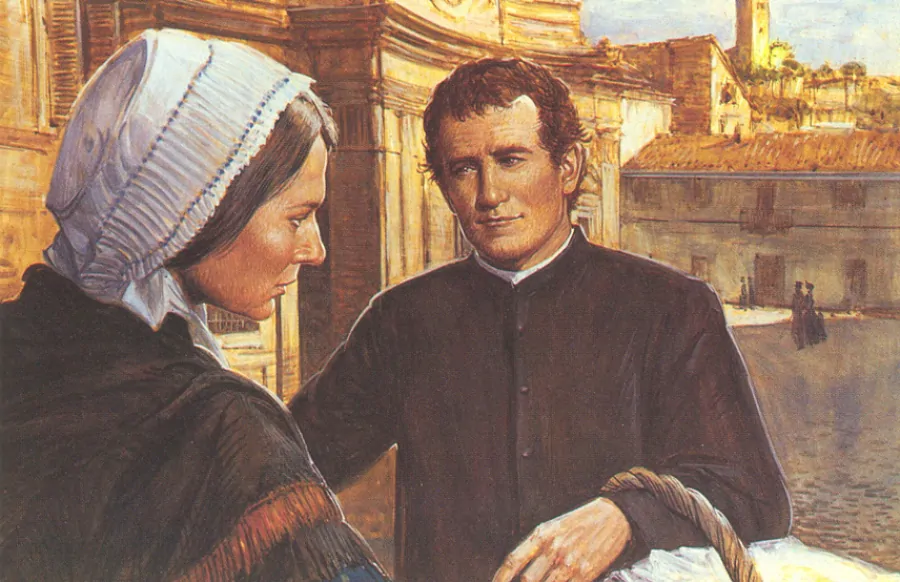 Imagem ilustrativa de Dom Bosco e sua mãe, Margarida Occhiena.