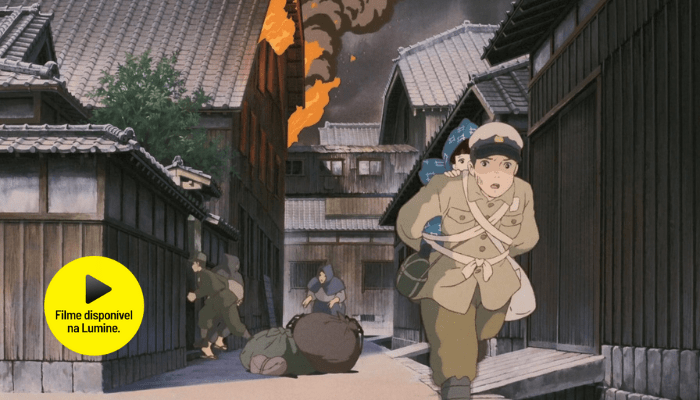 Os irmãos Seita e Setsuko fogem do bombardeio em sua cidade.
